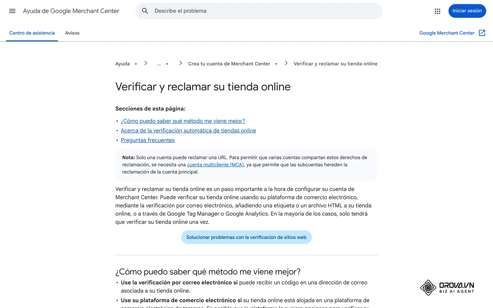 Ajuda de Merchant Center: verificar i reclamar la botiga en línia, amb els mètodes de verificació disponibles.