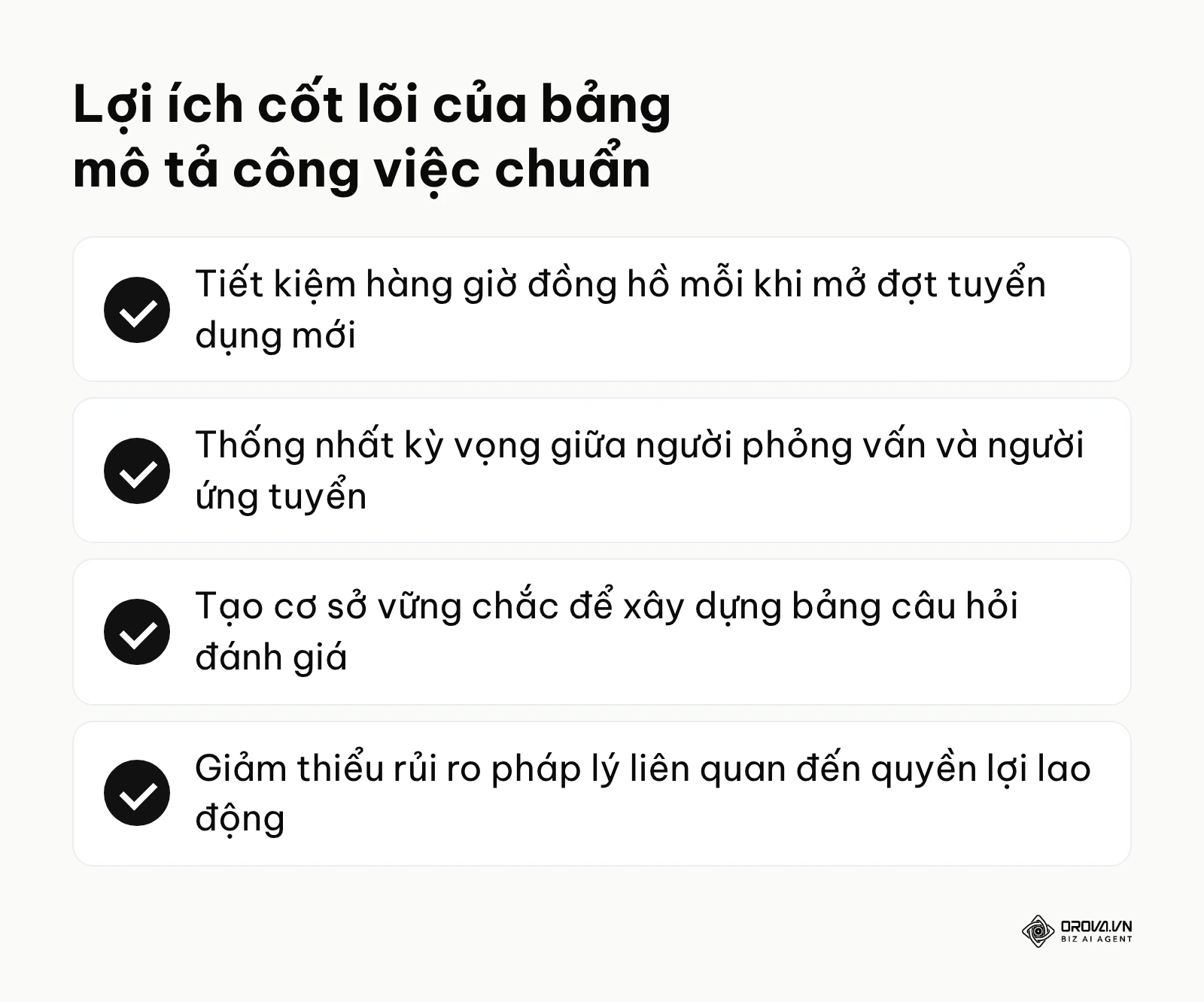 Tóm tắt 4 lợi ích chính của một bản mô tả công việc được chuẩn hóa
