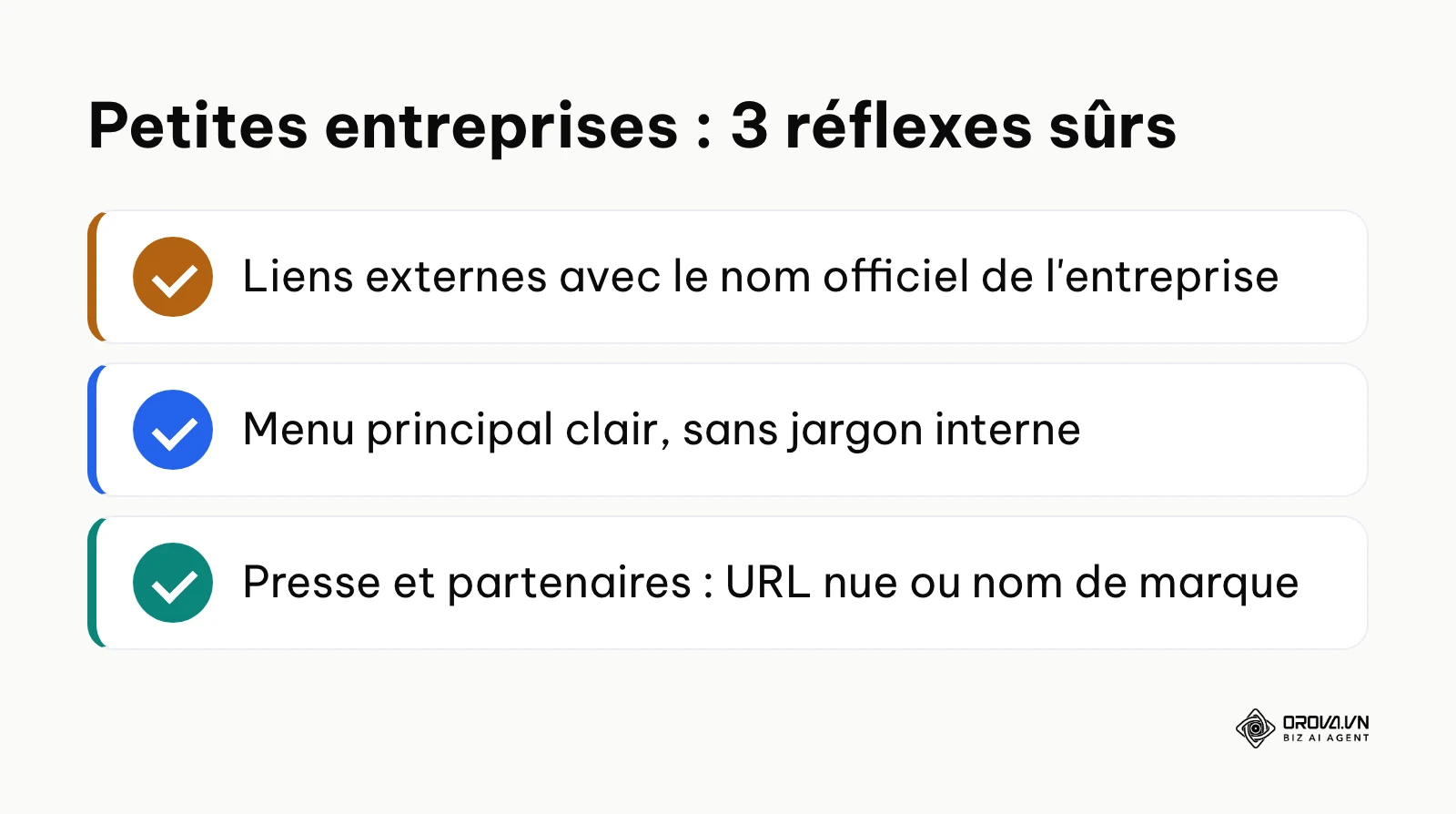 Liste des trois actions prioritaires pour une petite entreprise