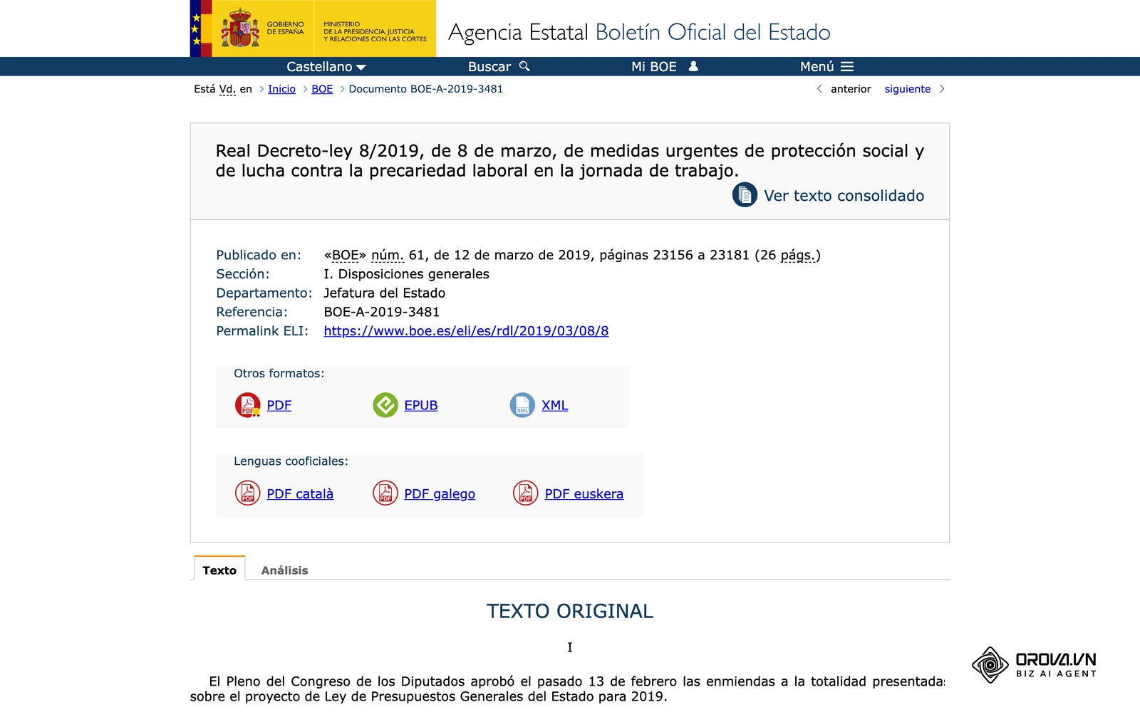 Real Decreto-ley 8/2019 en el BOE, la norma que introdujo la obligación de registrar la jornada diaria.