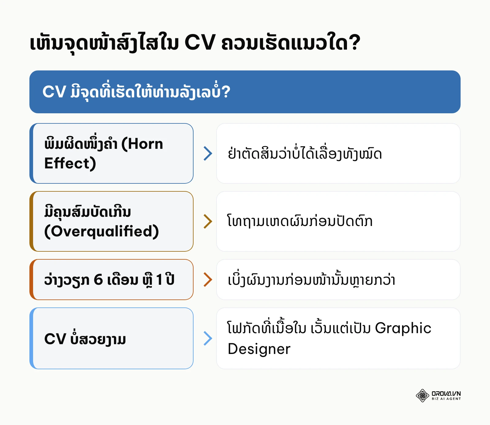 ແຜນວາດຕັດສິນໃຈເມື່ອເຫັນຈຸດໜ້າສົງໄສໃນ CV: ພິມຜິດ, Overqualified, ວ່າງວຽກ, CV ບໍ່ສວຍ
