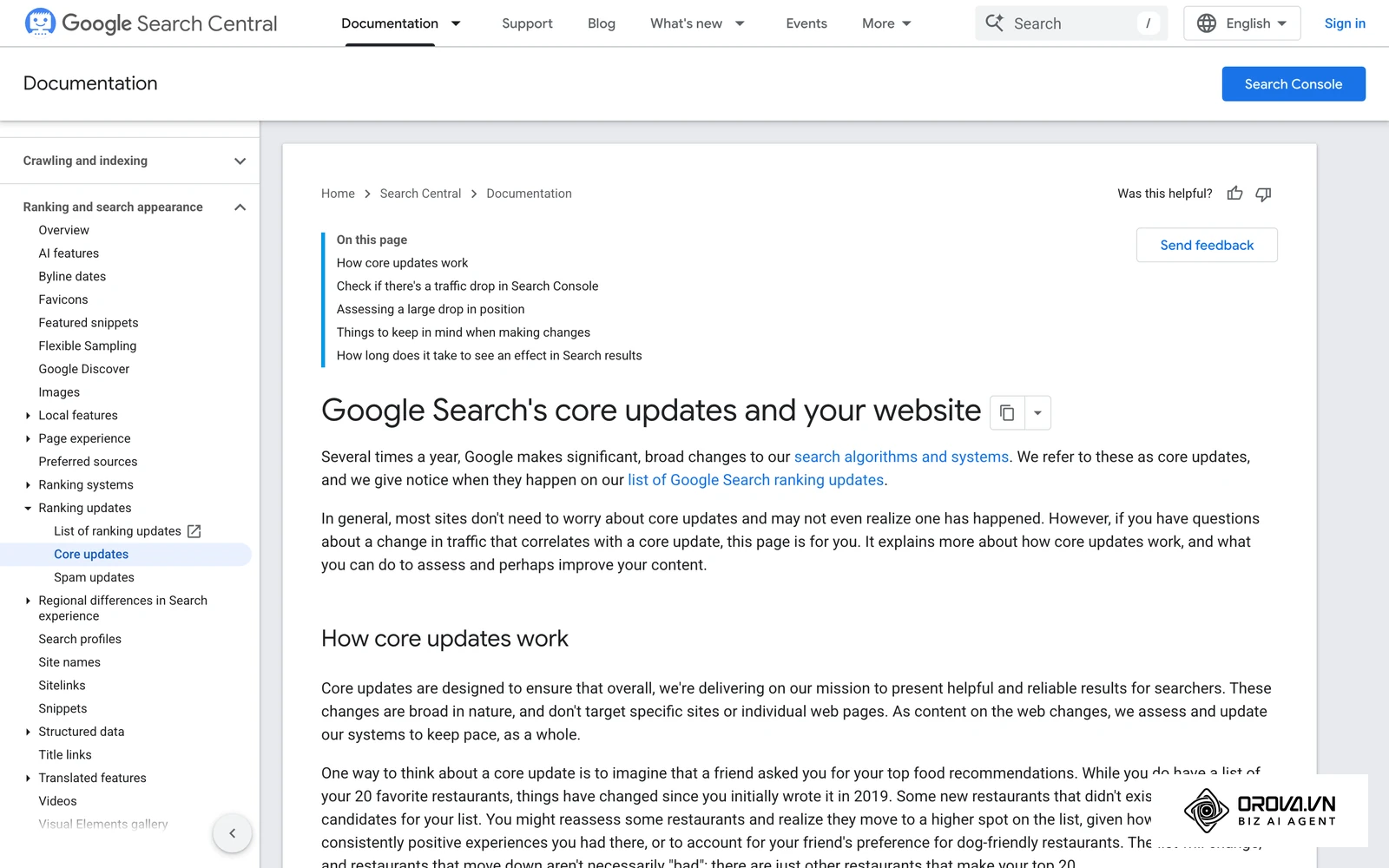 Google's core updates page is the reference for when to wait and when to act after a ranking shift.
