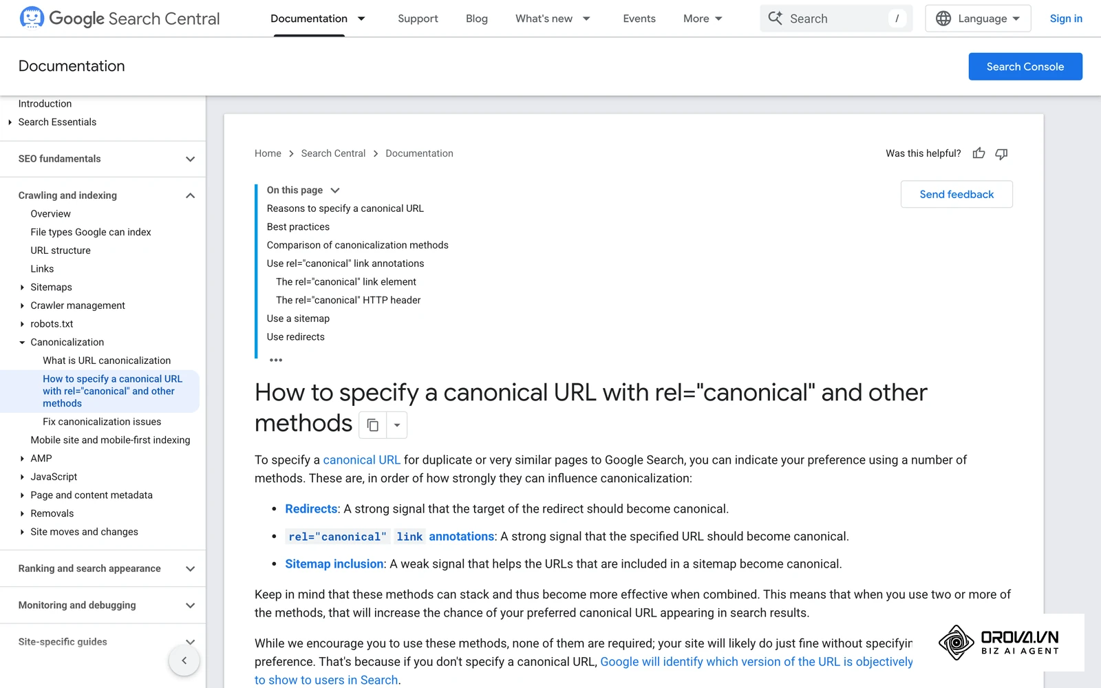 Google's documentation on consolidating duplicate URLs with canonical tags.