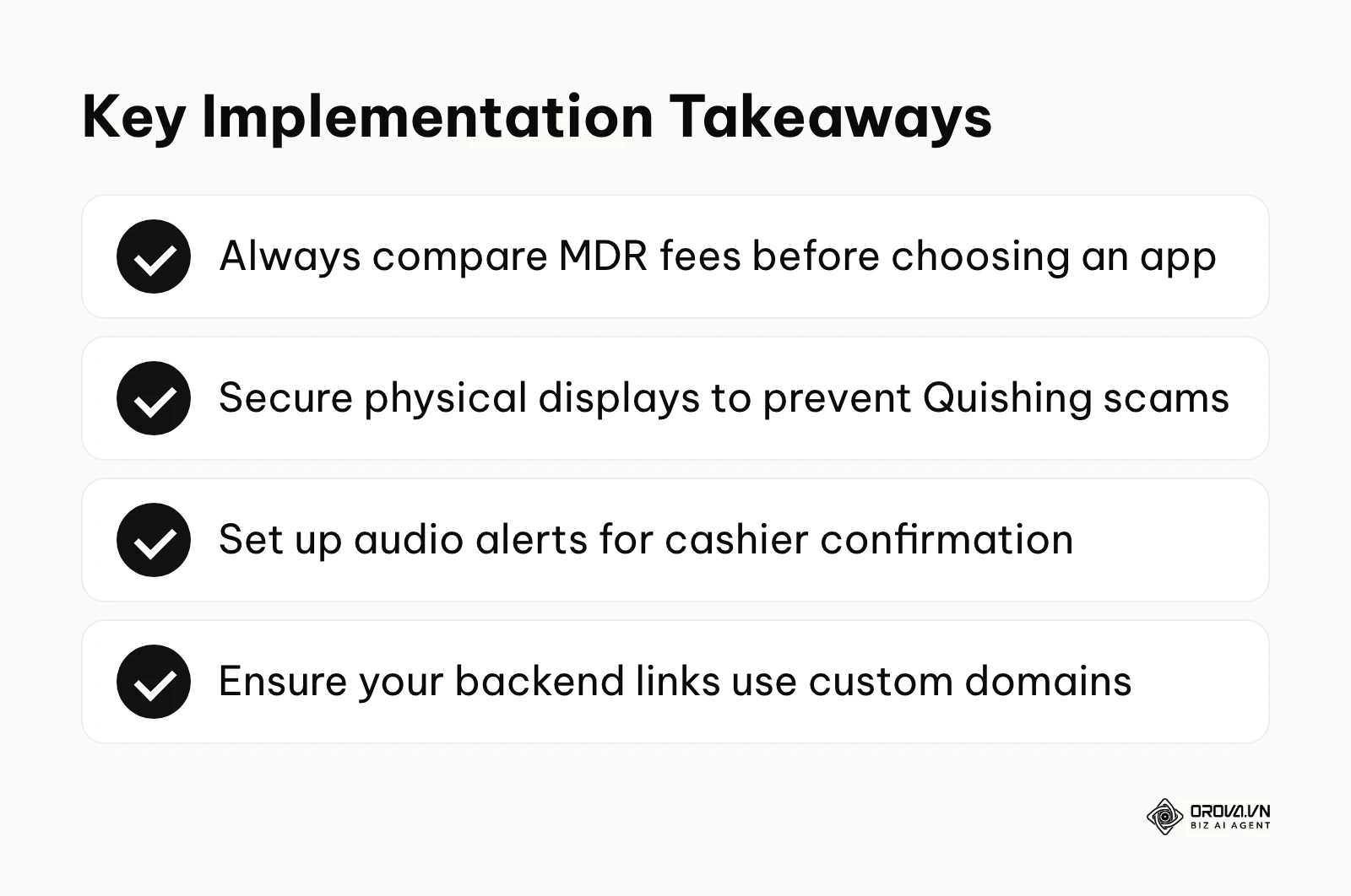 Summary checklist for implementing contactless payment securely