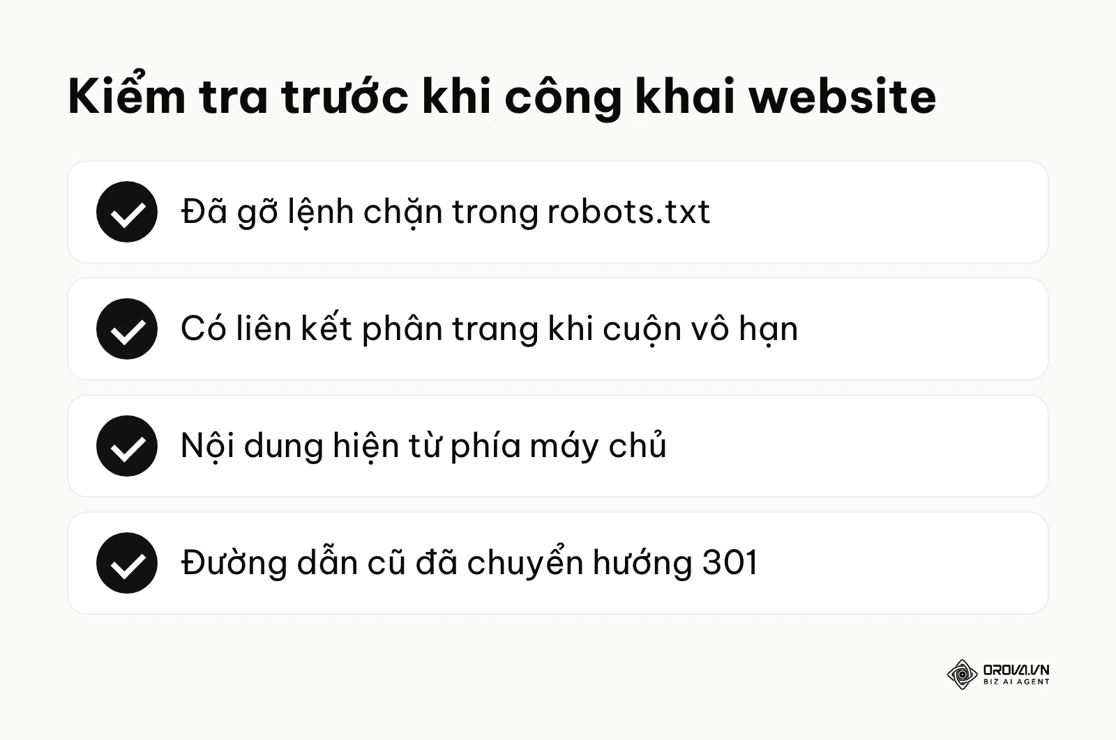 Bảng tóm tắt 4 việc kiểm tra bắt buộc trước khi chính thức đưa website vào hoạt động
