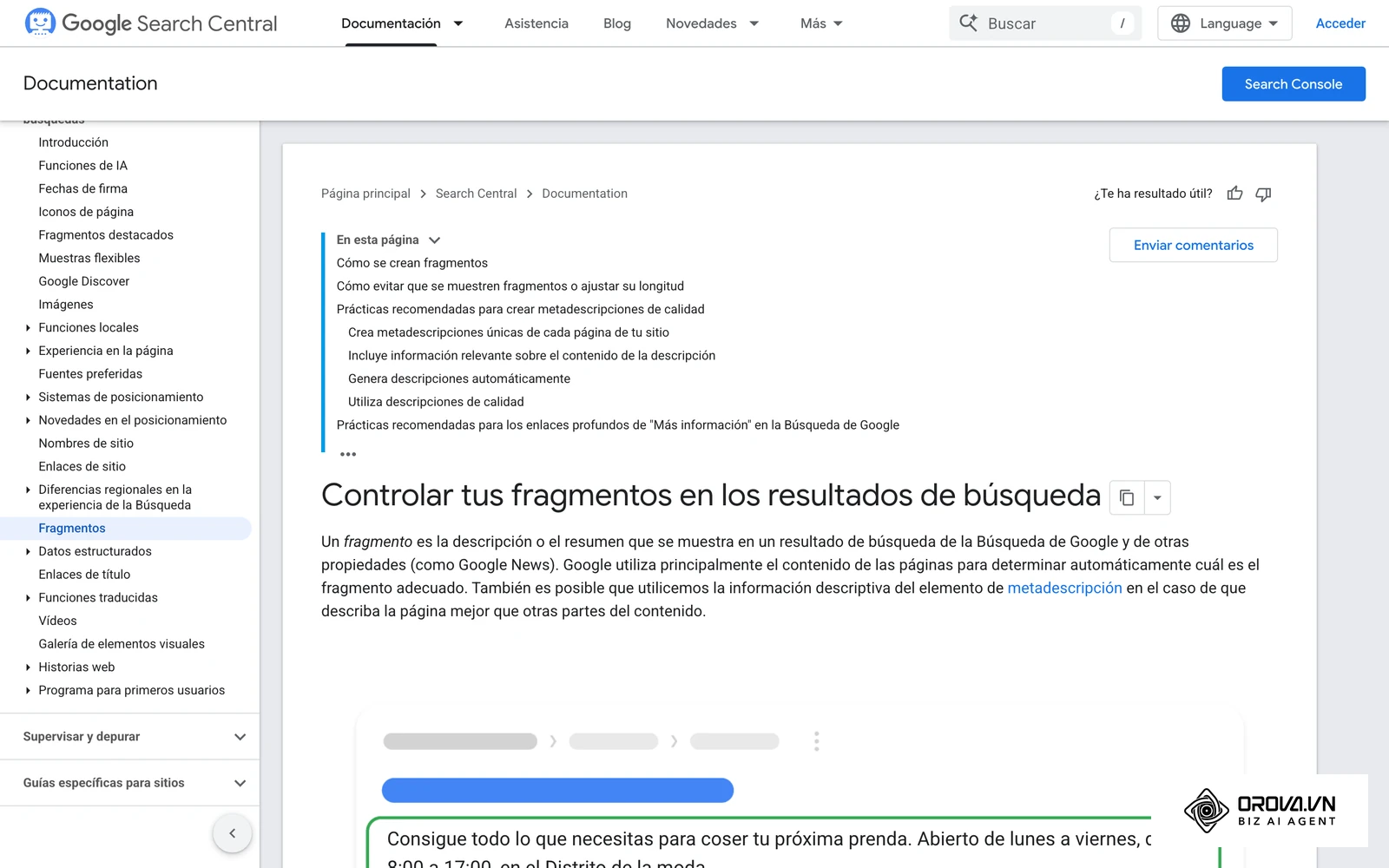 Las pautas de Google sobre fragmentos ayudan a escribir resúmenes claros y fáciles de extraer.