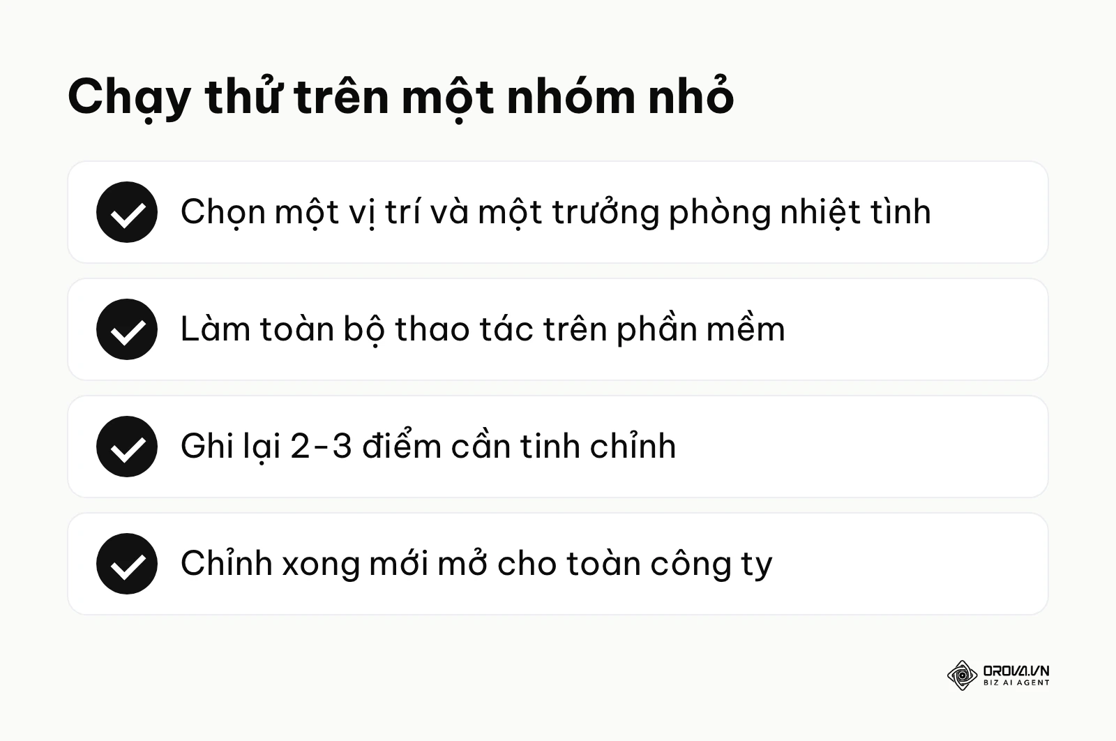 Tóm tắt cách chạy thử phần mềm tuyển dụng trên một nhóm nhỏ