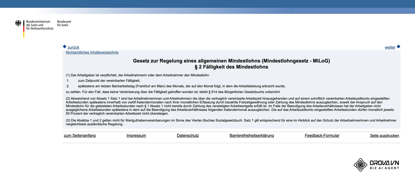 § 2 Mindestlohngesetz auf gesetze-im-internet.de: Absatz 2 regelt das schriftlich vereinbarte Arbeitszeitkonto, den Ausgleich innerhalb von zwölf Kalendermonaten und die Grenze von 50 Prozent der vertraglichen Arbeitszeit.