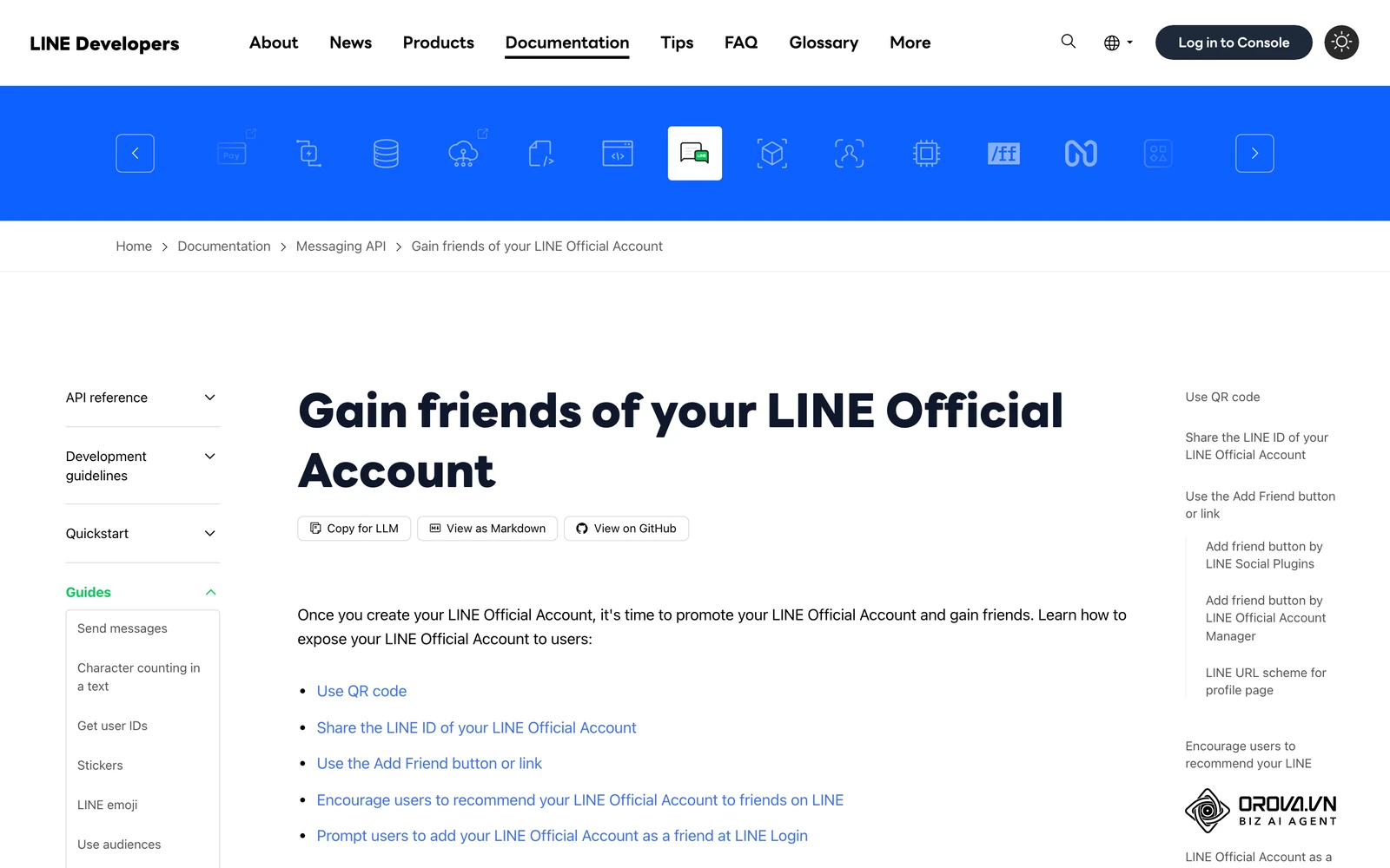 เอกสาร LINE Developers เรื่องการแชร์บัญชีและลิงก์เพิ่มเพื่อน