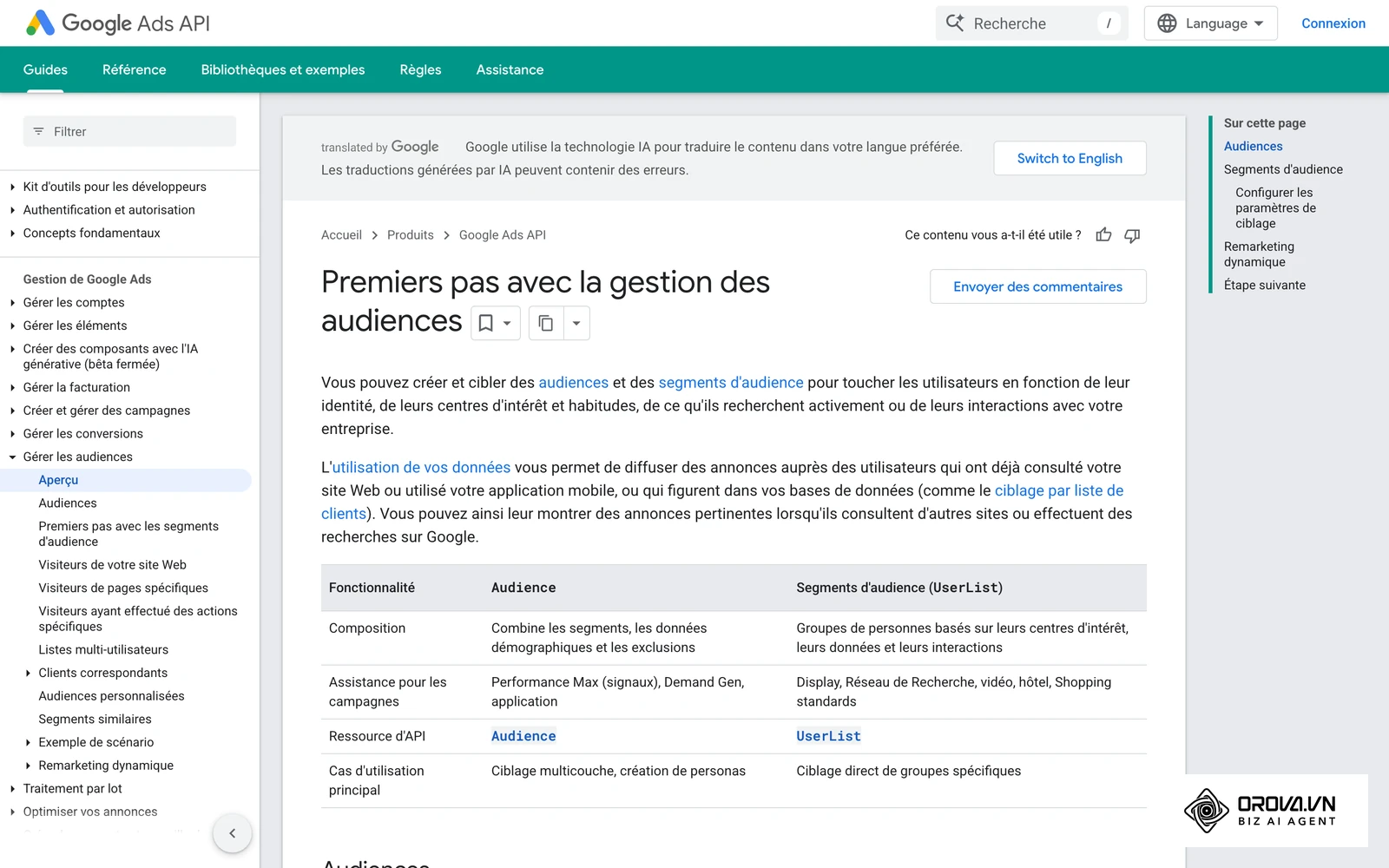 Documentation officielle Google Ads consacrée au remarketing et aux segments d'audience.