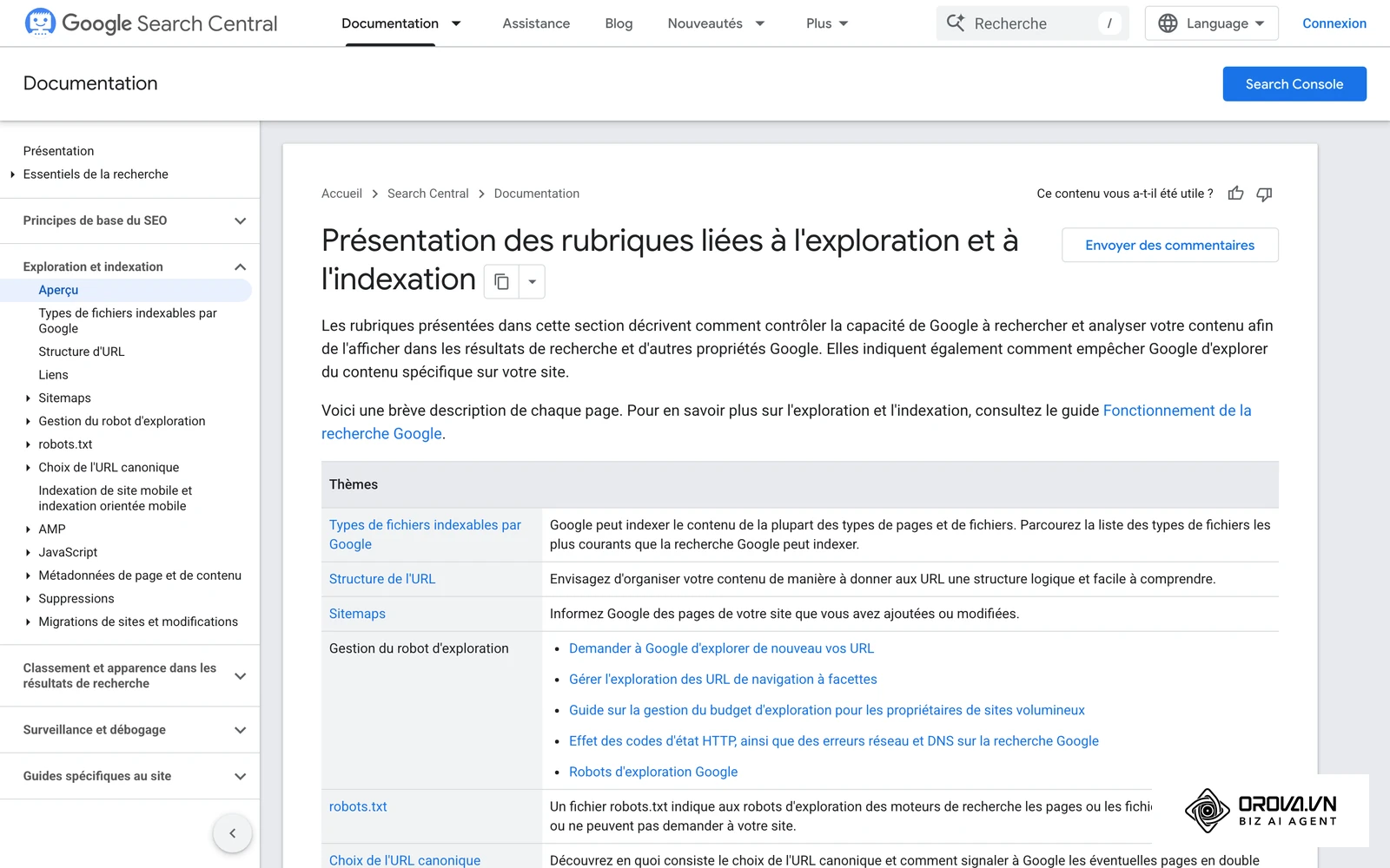 Guide officiel Google Search Central détaillant les principes fondamentaux de l'indexation et du maillage logique.