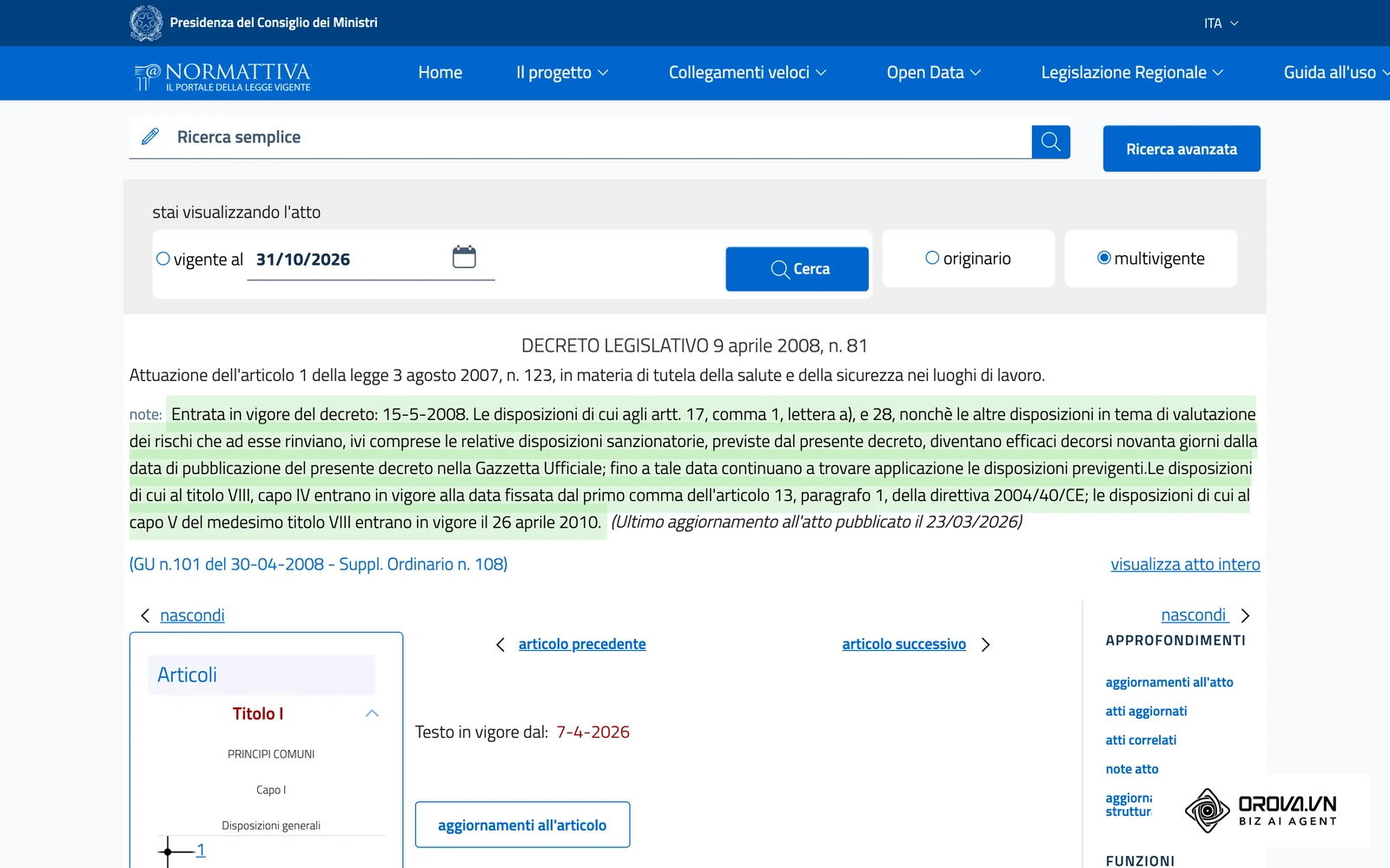 Il D.Lgs. 9 aprile 2008, n. 81 su Normattiva, il portale ufficiale della legge vigente: da qui si consulta il testo aggiornato, compreso l'articolo 37 sulla formazione dei lavoratori.