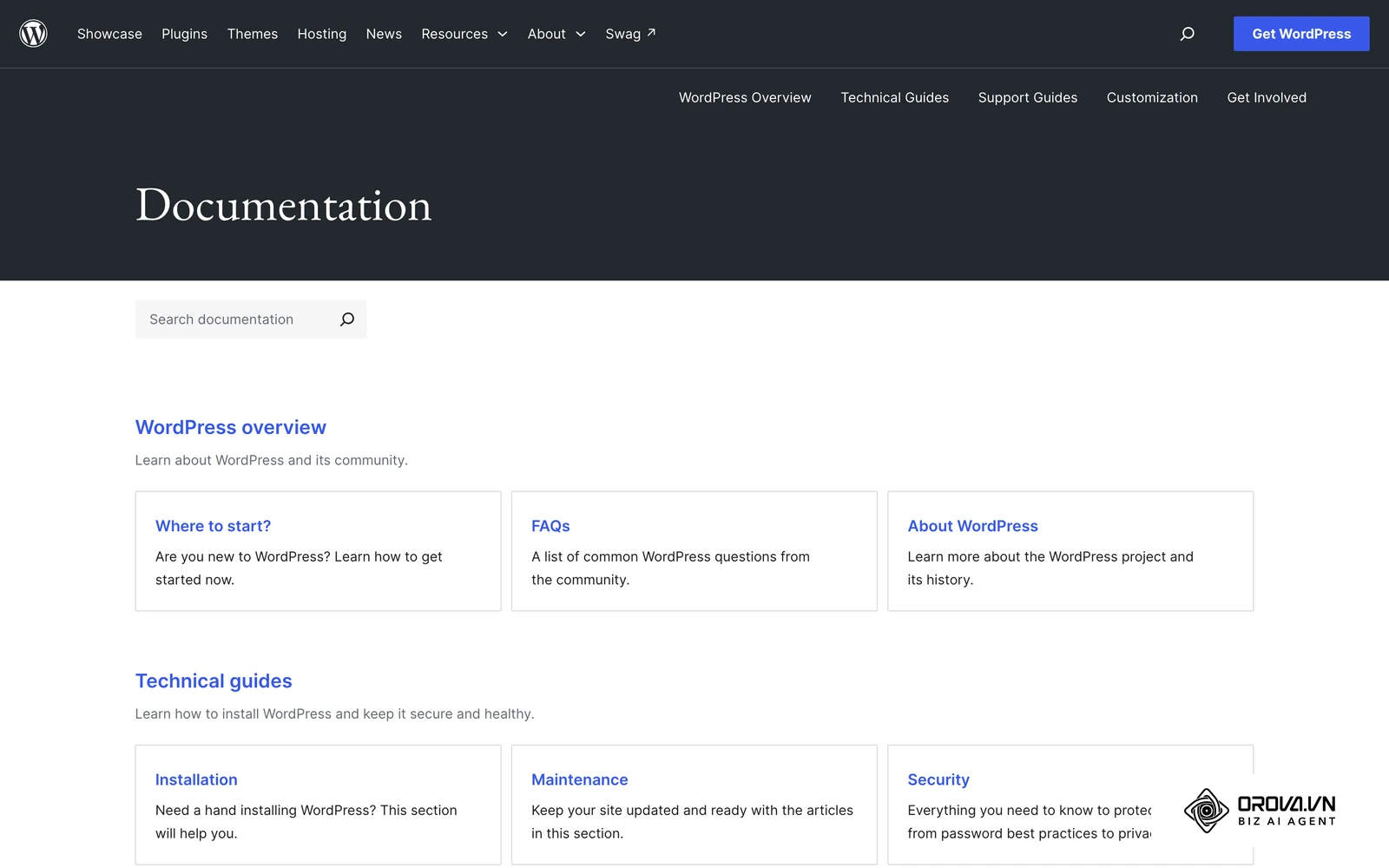 WordPress documentation outlining structured publishing workflows and API endpoints for web content.