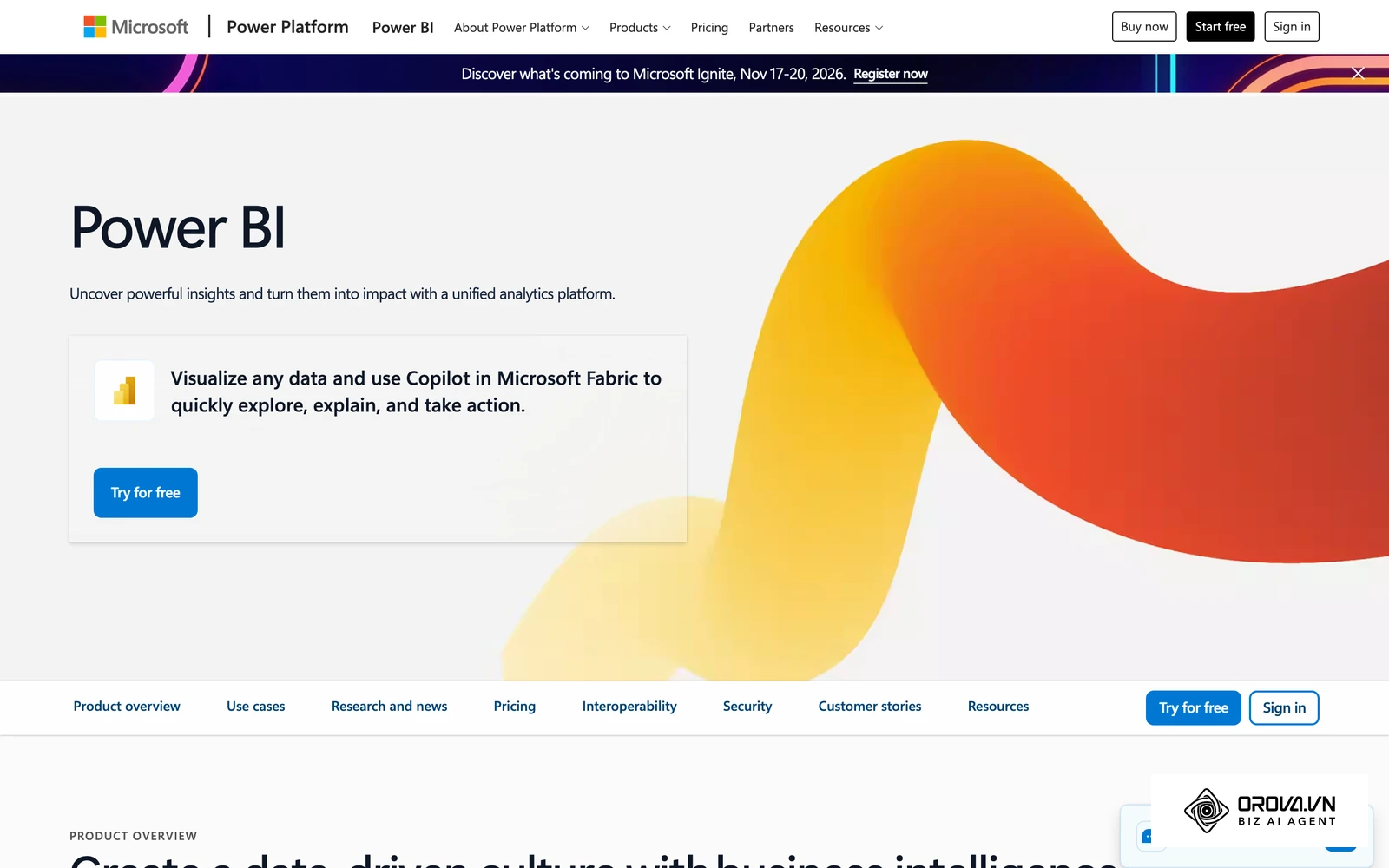 Power BI is a business intelligence platform for modeling and visualizing large datasets.