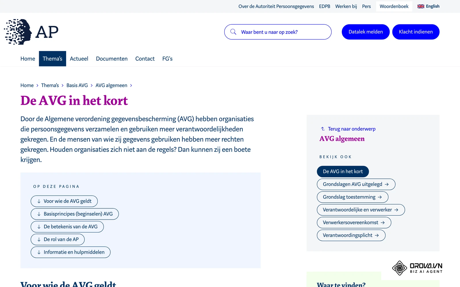 De pagina 'De AVG in het kort' van de Autoriteit Persoonsgegevens: de AVG geldt ook voor kleine ondernemers en dus voor de klantgegevens in je CRM-systeem.