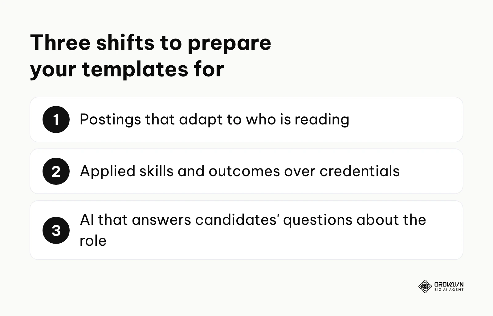 Three trends for job descriptions: adaptive postings, skills over credentials, AI answering candidate questions.