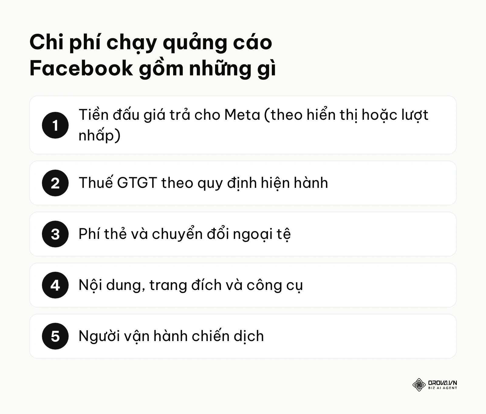 Danh sách các khoản tạo nên chi phí chạy quảng cáo Facebook