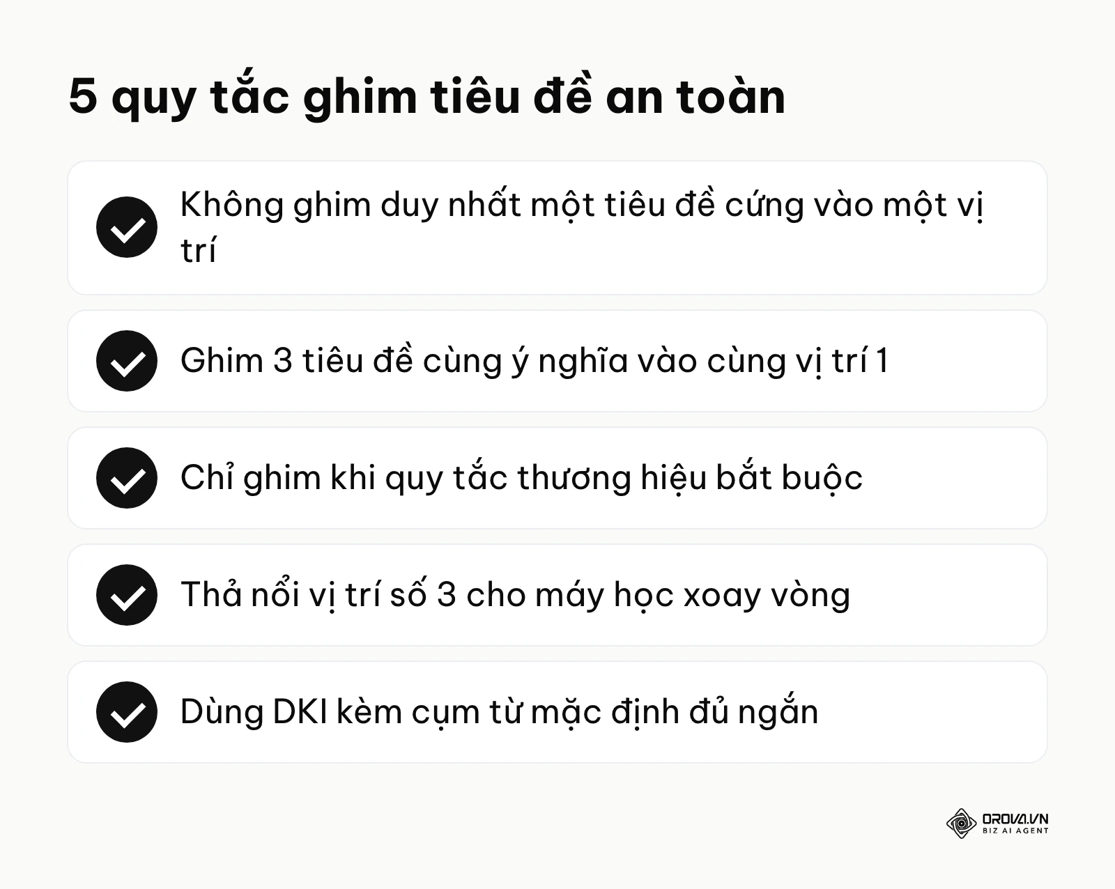 Danh sách kiểm tra các quy định ghim nội dung để không làm giảm xếp loại sức mạnh