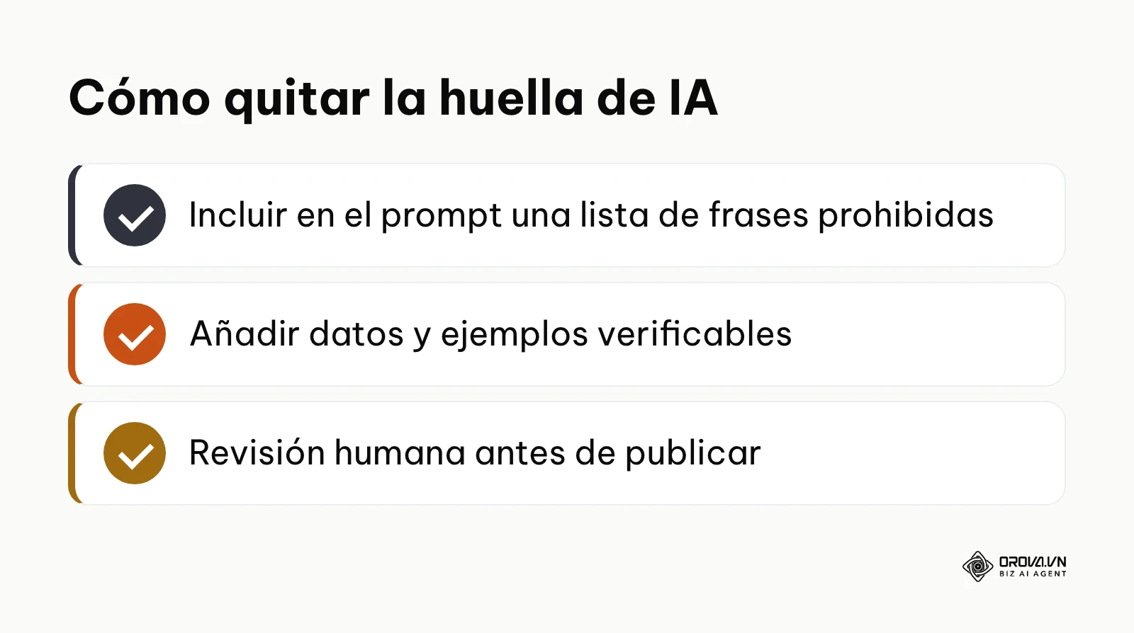 Resumen de tres acciones para eliminar la huella de IA de un borrador generado con ChatGPT.