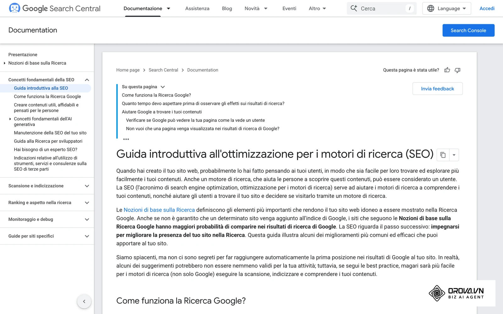 La Guida introduttiva alla SEO di Google Search Central in italiano, punto di partenza ufficiale per ottimizzare un sito.