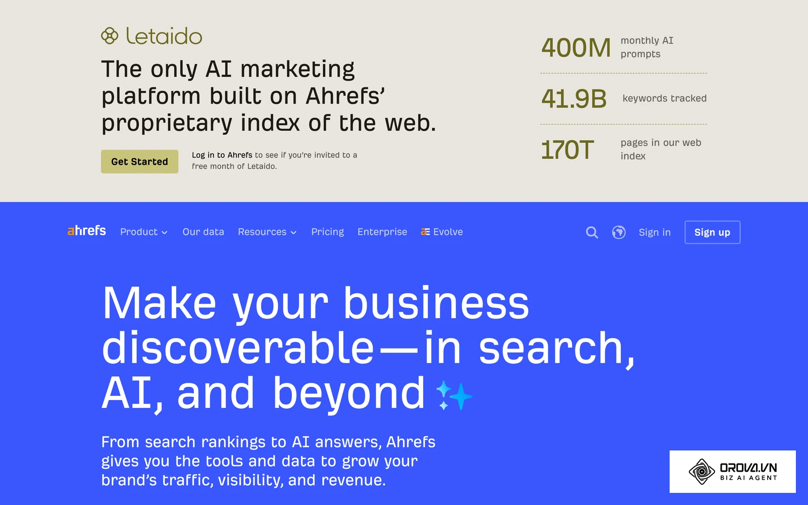 หน้าหลักของ Ahrefs ชุดเครื่องมือวิเคราะห์แบ็กลิงก์และฐานข้อมูลการค้นหาสำหรับผู้เชี่ยวชาญด้าน SEO