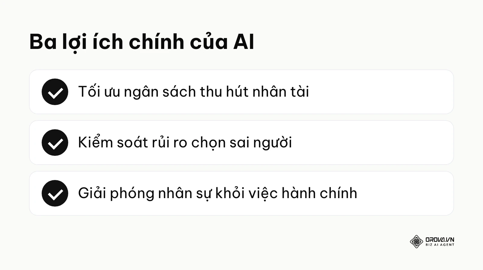 Tóm tắt ba lợi ích chính khi dùng AI trong tuyển dụng