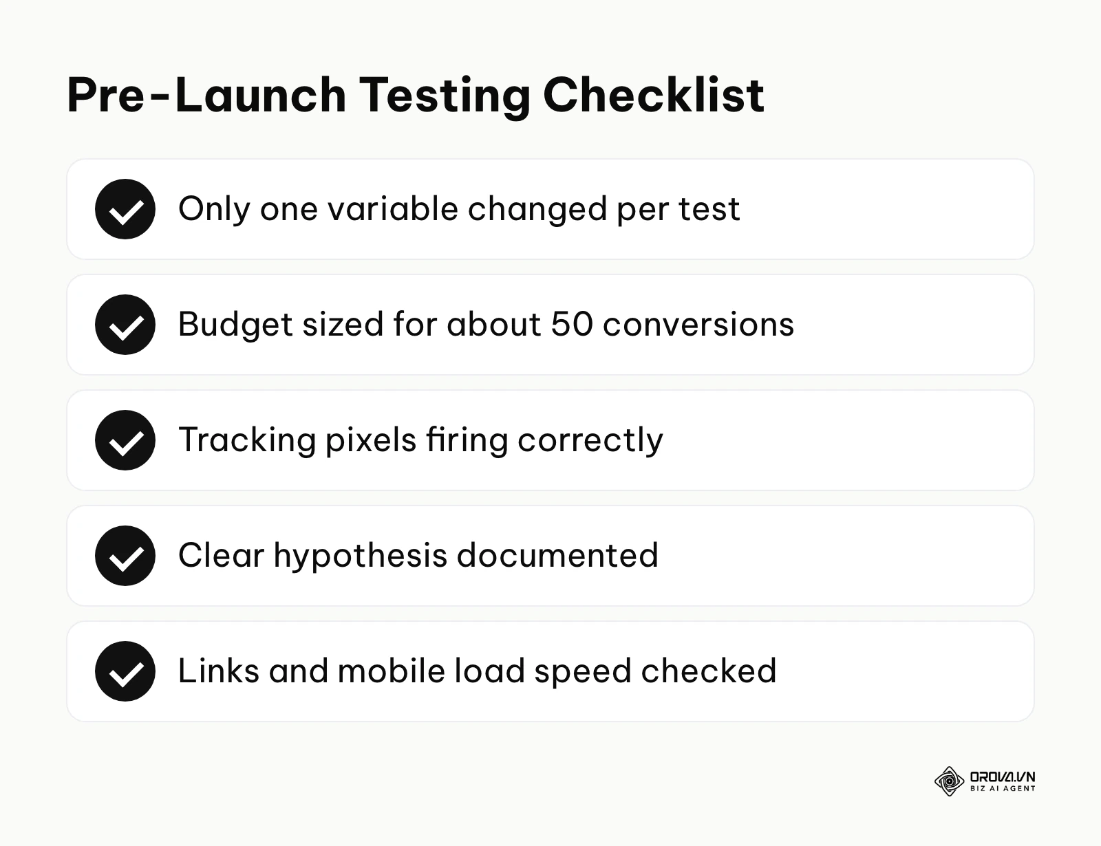 A 5-point checklist to complete before launching any quantitative ad test.