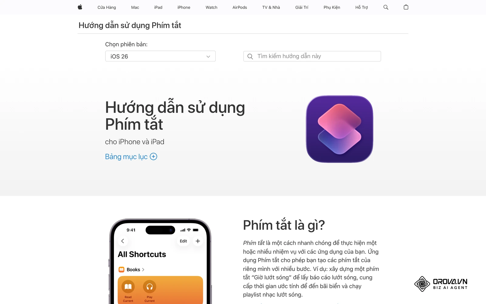 Tài liệu hướng dẫn sử dụng ứng dụng Phím tắt (Shortcuts) trên iOS, nơi bạn có thể tự tạo script xuất mã QR nhanh.