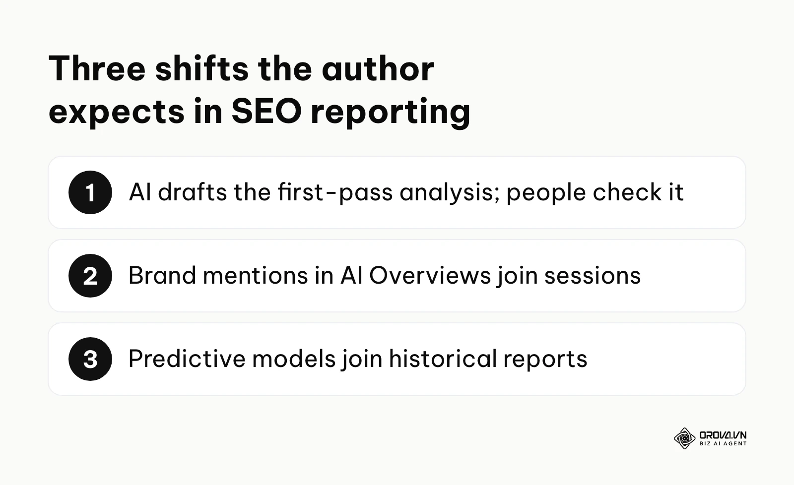 Summary of three expected changes in how SEO performance is reported.