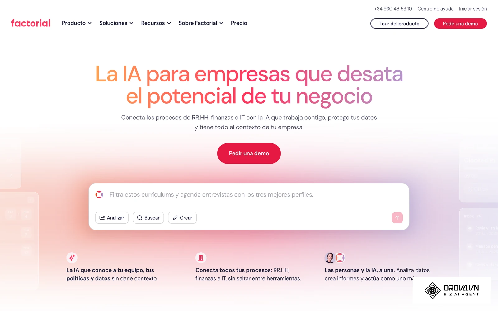 Página oficial de Factorial, software de recursos humanos.