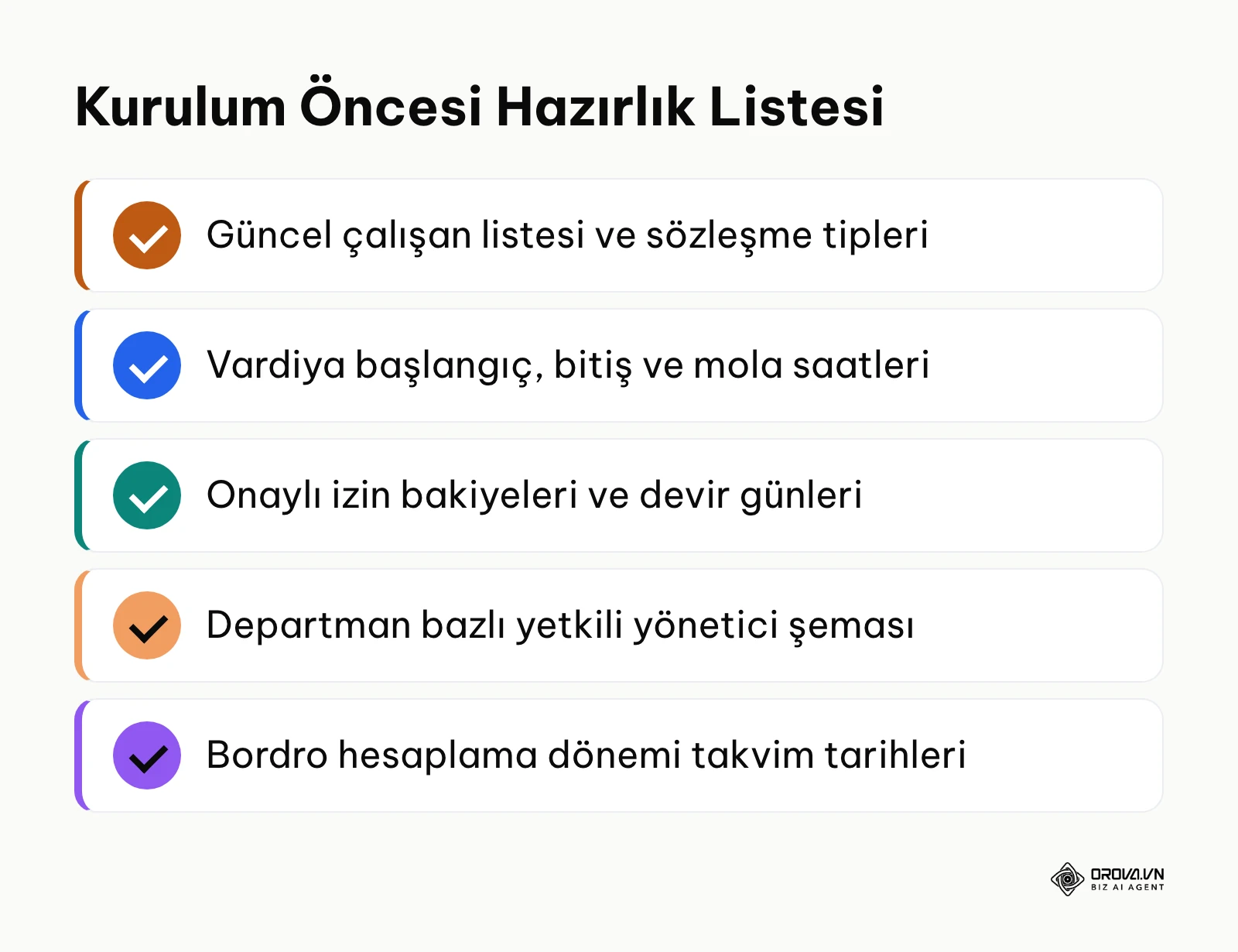 Puantaj kurulumu öncesinde tamamlanması gereken hazırlık listesi