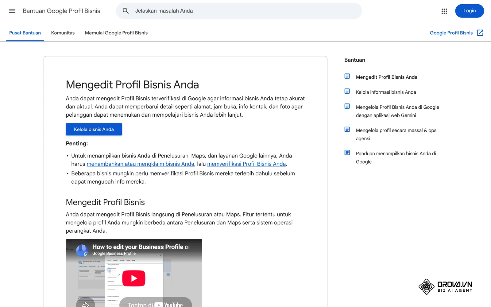 Bantuan Google Profil Bisnis: pemilik bisnis sendiri memperbarui alamat, jam buka, dan info kontak di profilnya.