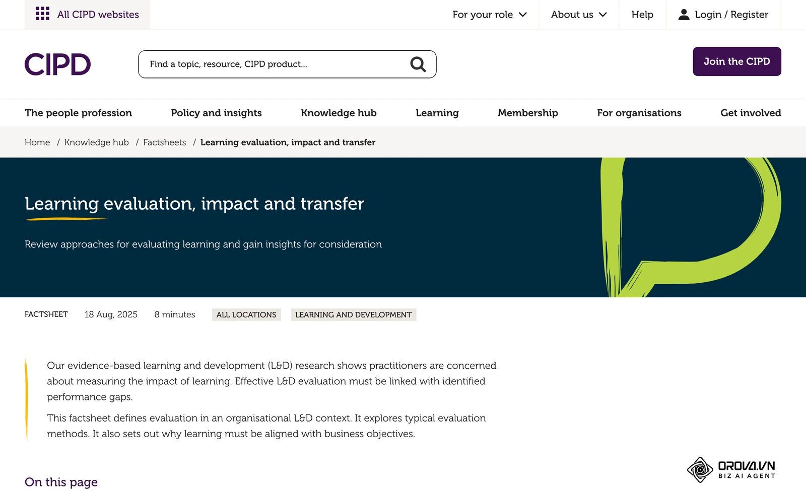 The CIPD factsheet on learning evaluation, impact and transfer, a useful public reference when you choose your indicators.