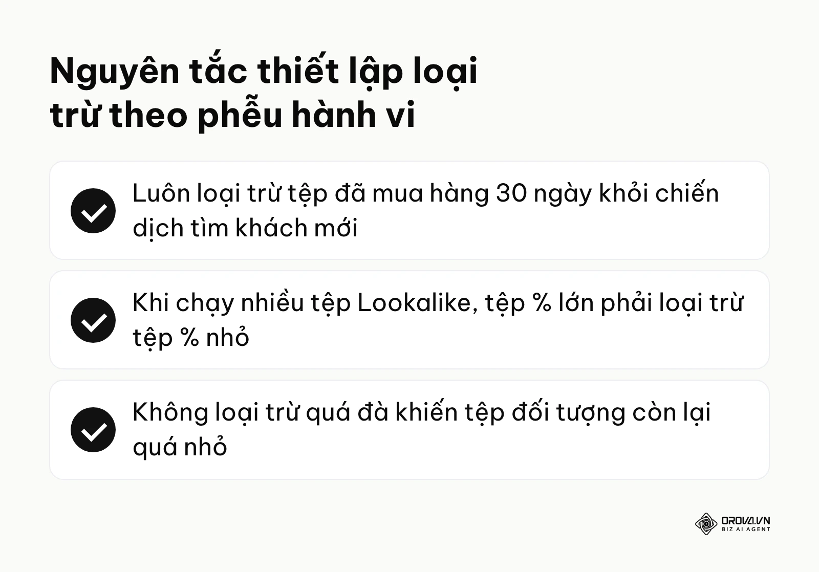 Bảng tổng hợp các nguyên tắc cần tuân thủ khi thao tác loại trừ đối tượng