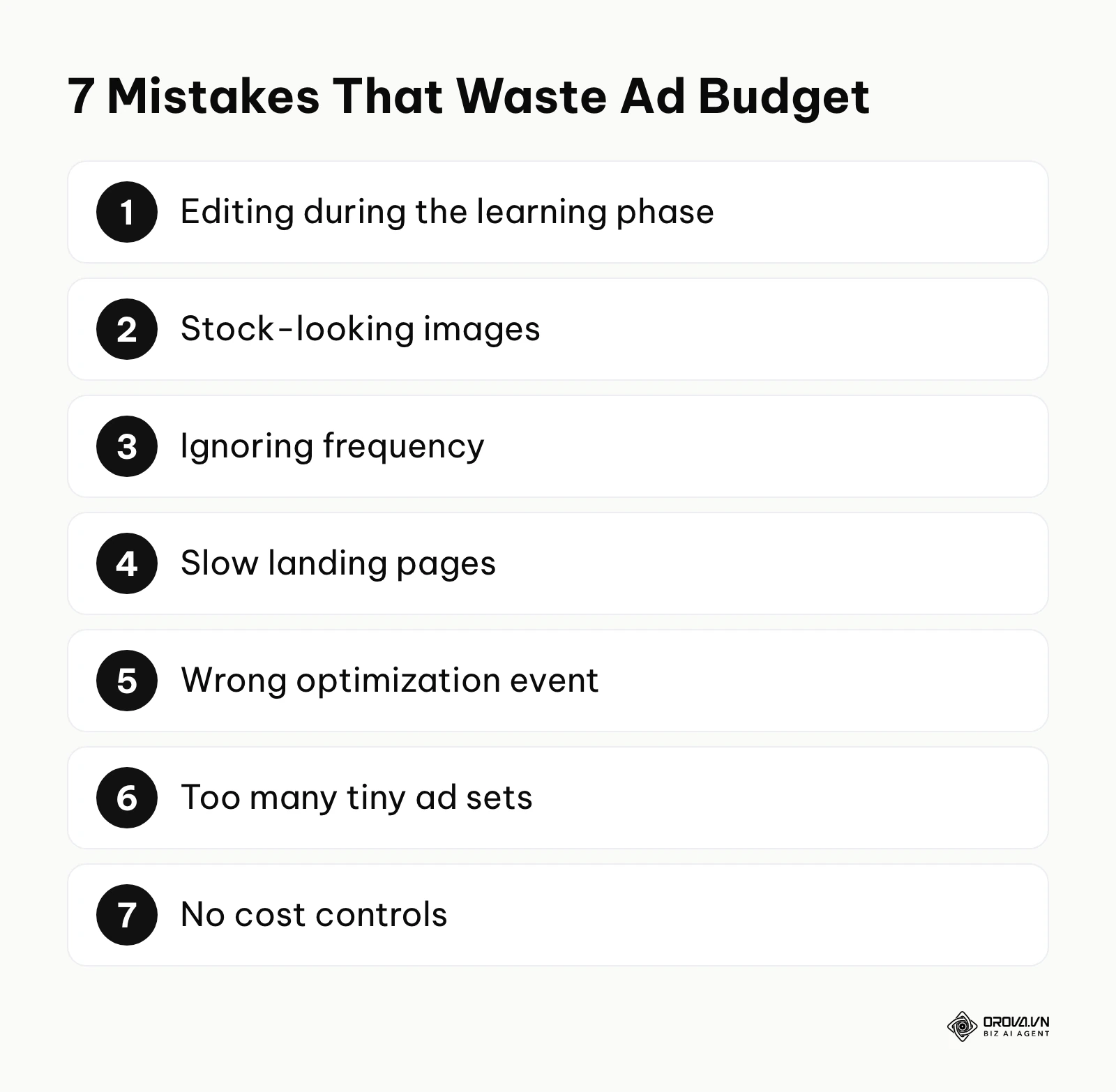 A list of seven common Facebook ads mistakes.