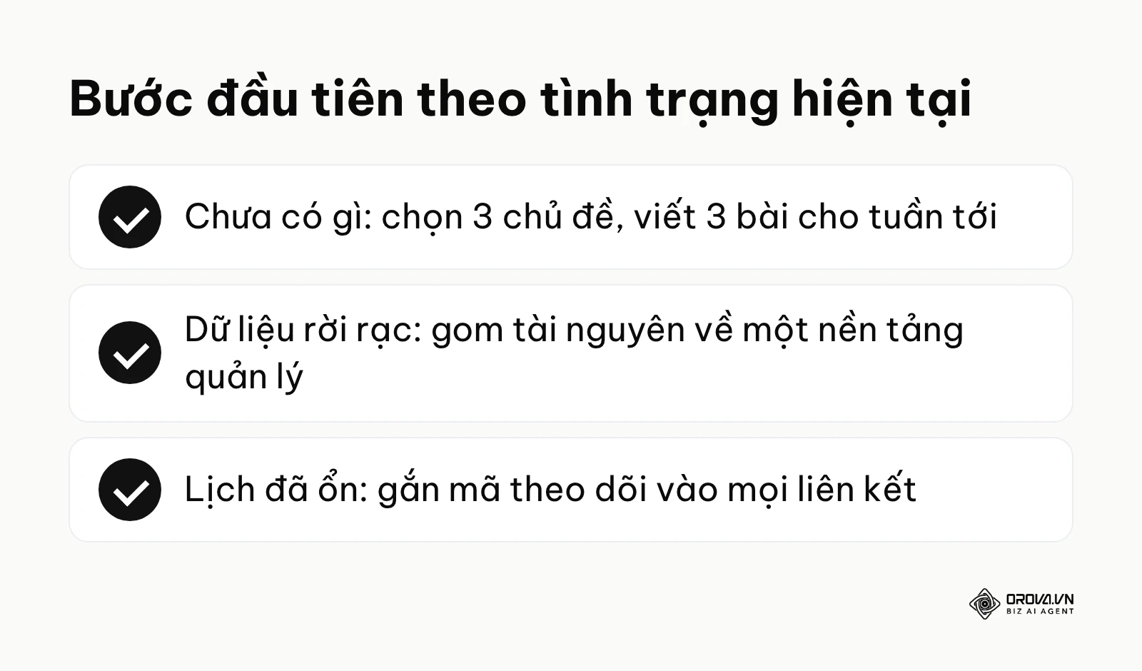 Bước đầu tiên nên làm với lịch nội dung theo từng tình trạng