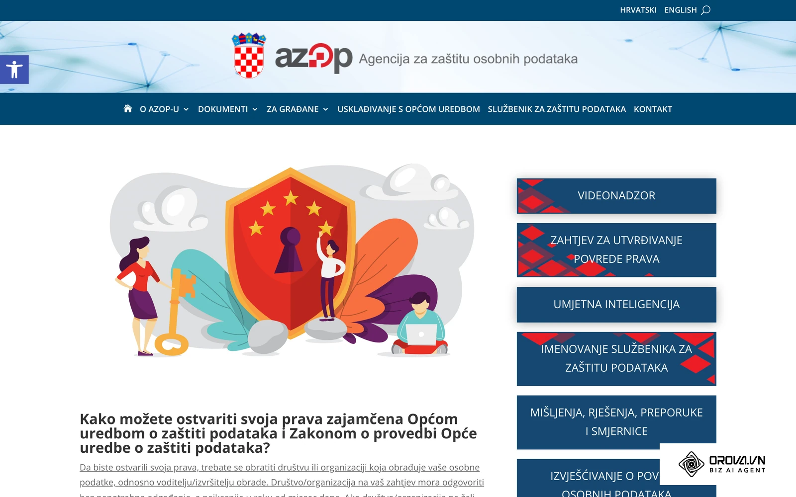 Stranica Agencije za zaštitu osobnih podataka (AZOP) o pravima ispitanika prema GDPR-u, korisna prije uvoza osobnih podataka kupaca u CRM sustav.