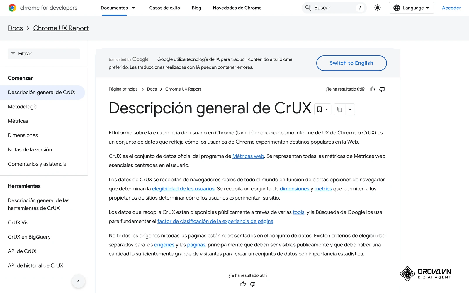 Documentación del Chrome UX Report (CrUX), la fuente de datos de campo con la que Google evalúa LCP, INP y CLS.