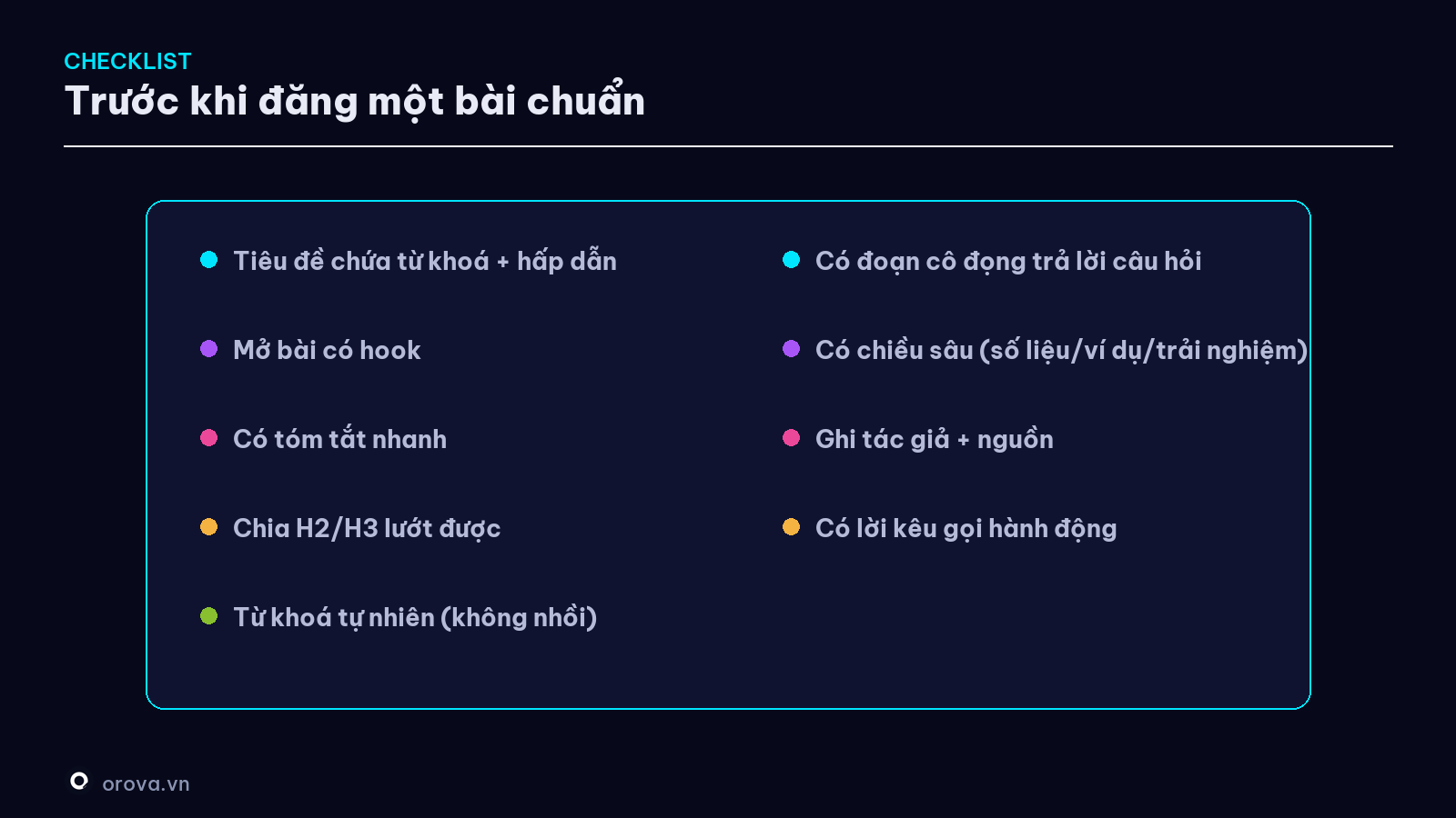 Checklist trước khi đăng một bài chuẩn