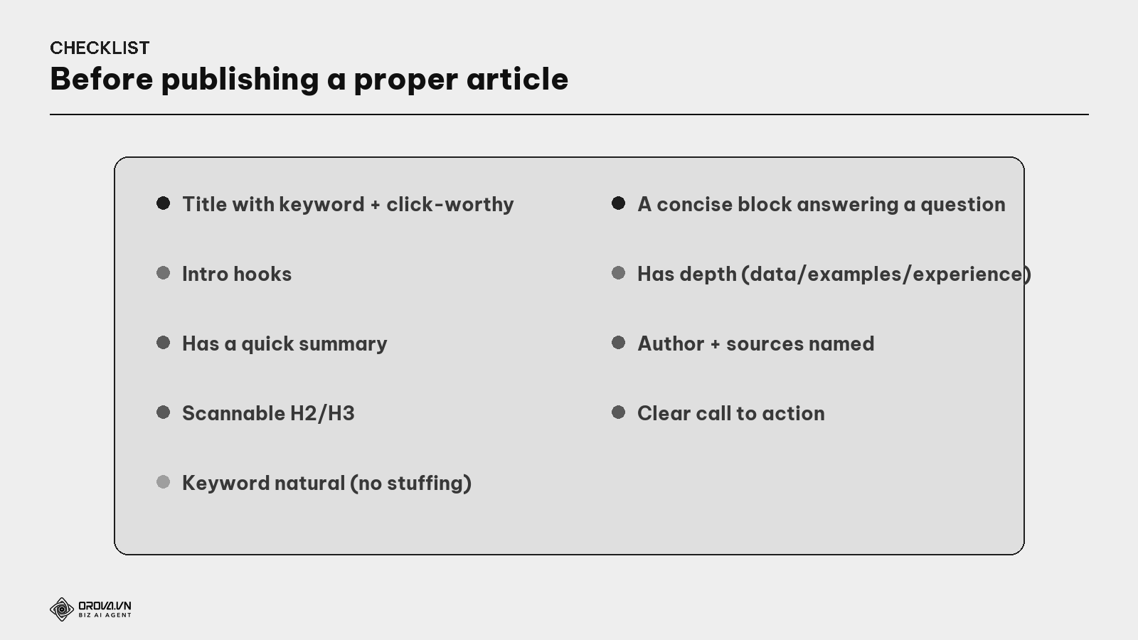 The pre-publish checklist for a proper article