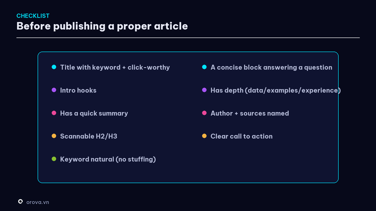 The pre-publish checklist for a proper article