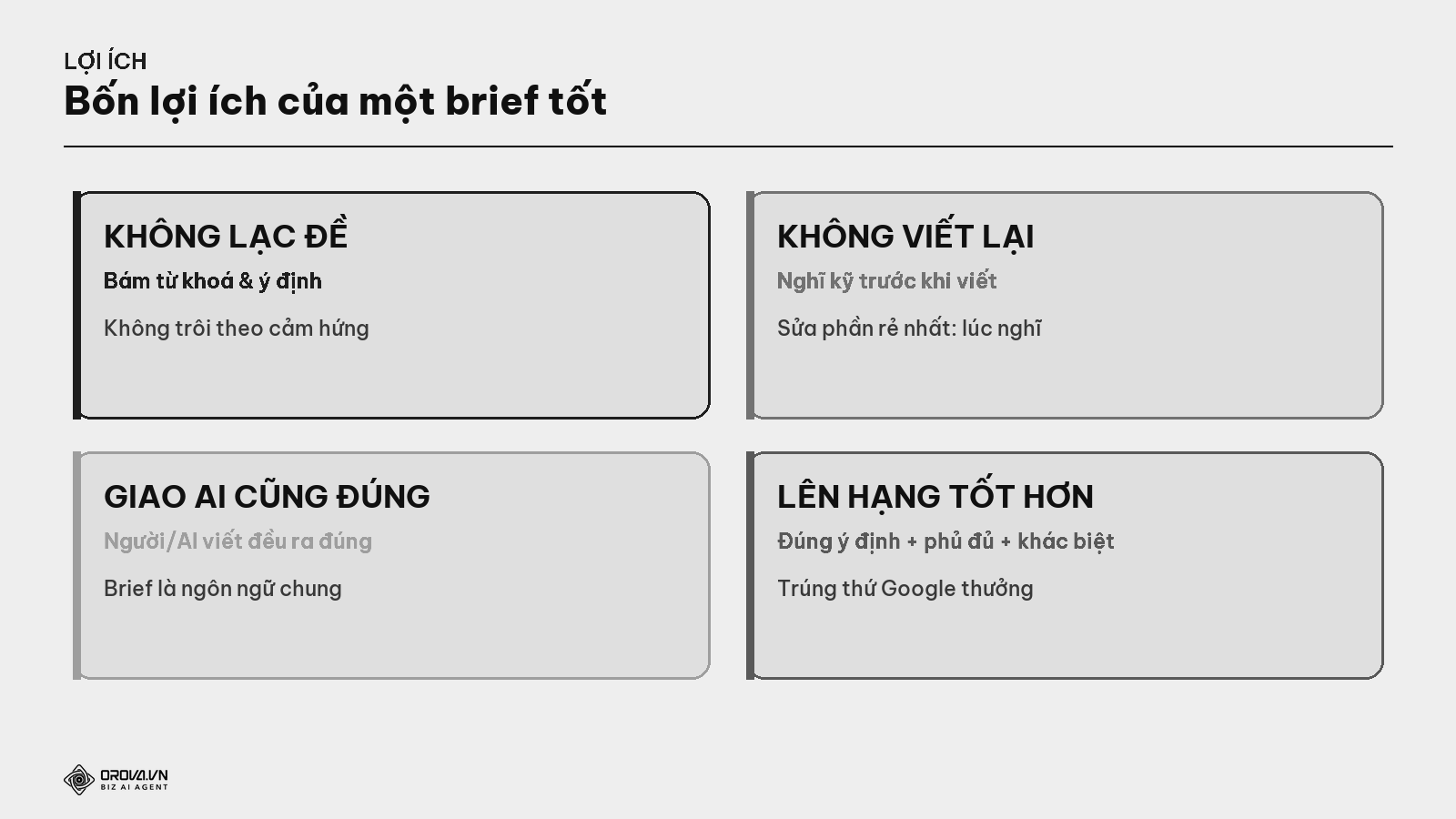 Bốn lợi ích của một content brief tốt