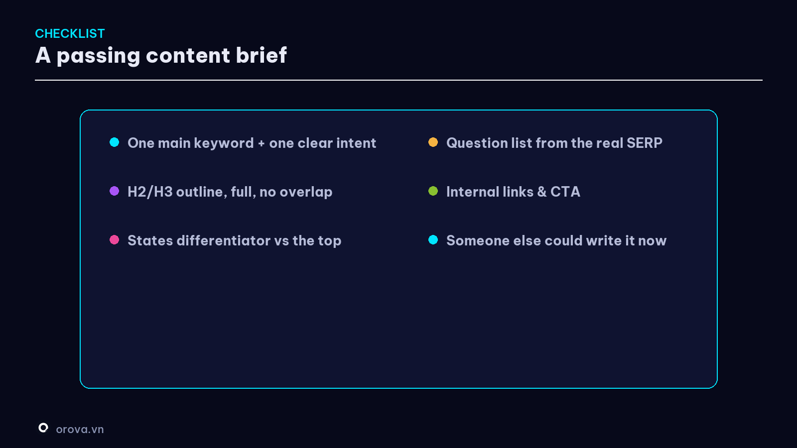 A passing content-brief checklist