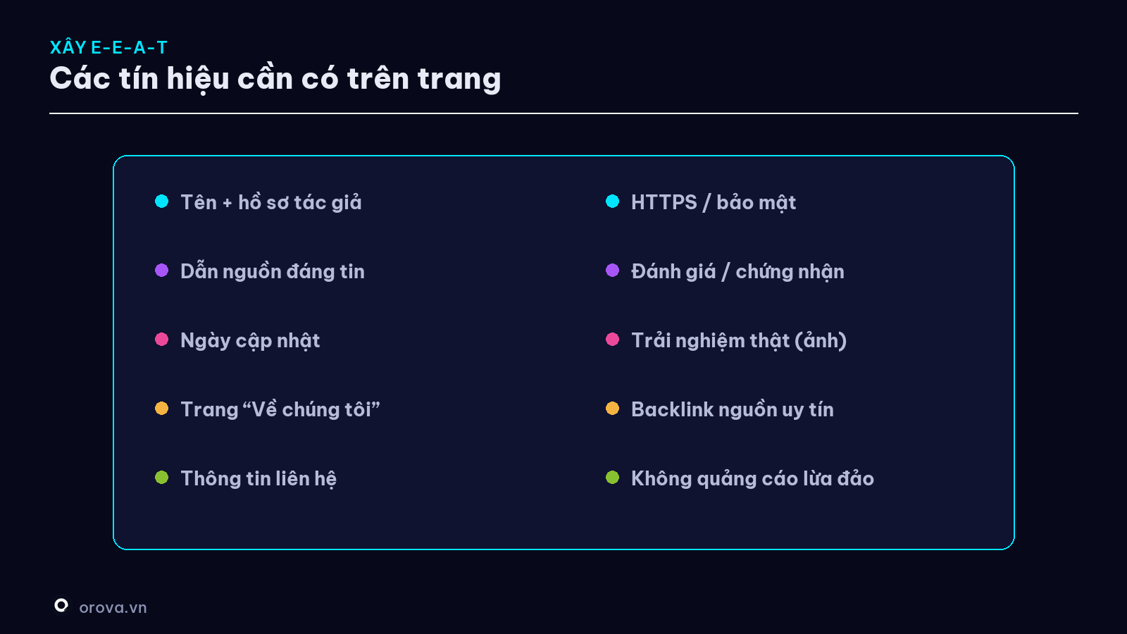 Các tín hiệu E-E-A-T cần có trên trang