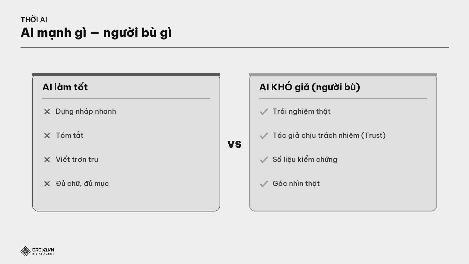 E-E-A-T thời AI — AI mạnh gì, người bù gì