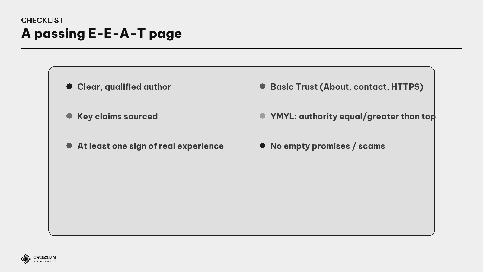 An E-E-A-T checklist for a page