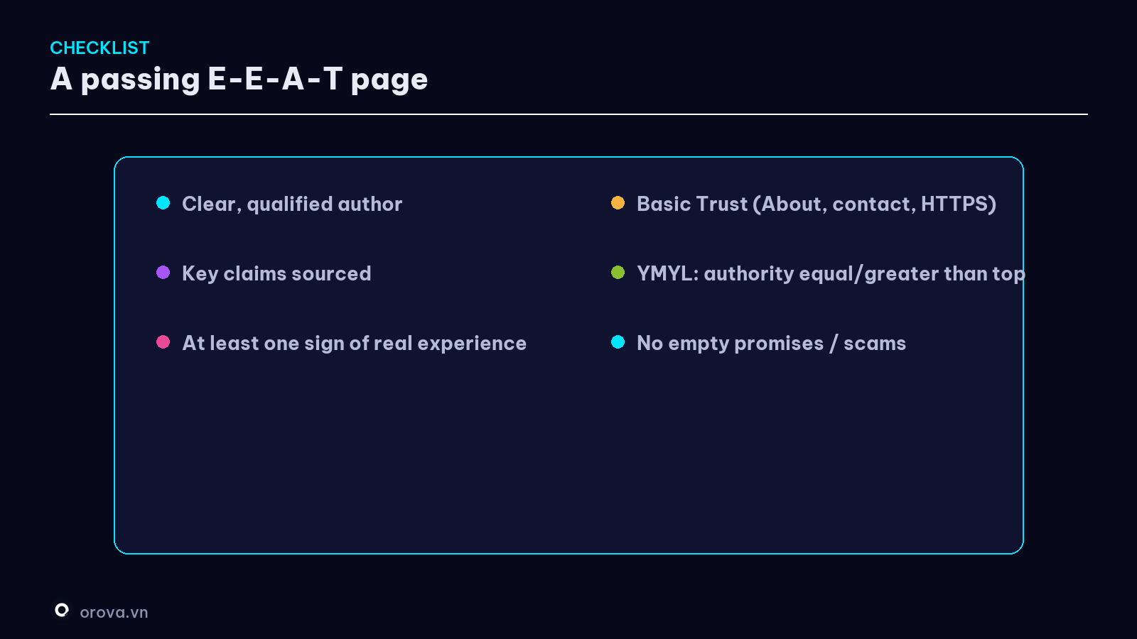 An E-E-A-T checklist for a page