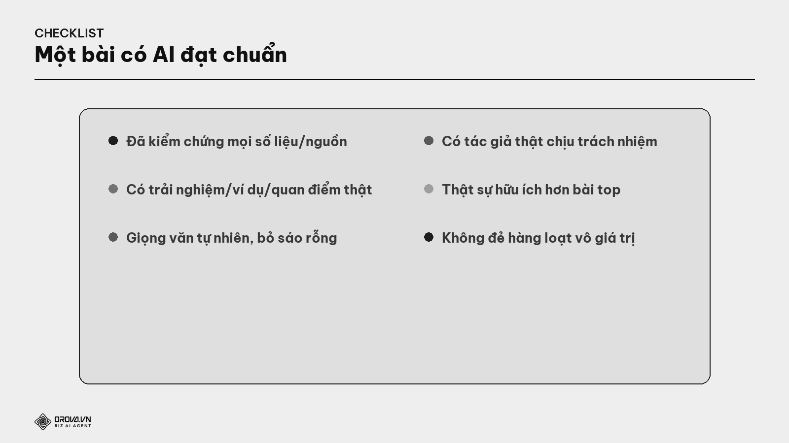 Checklist một bài có AI đạt chuẩn