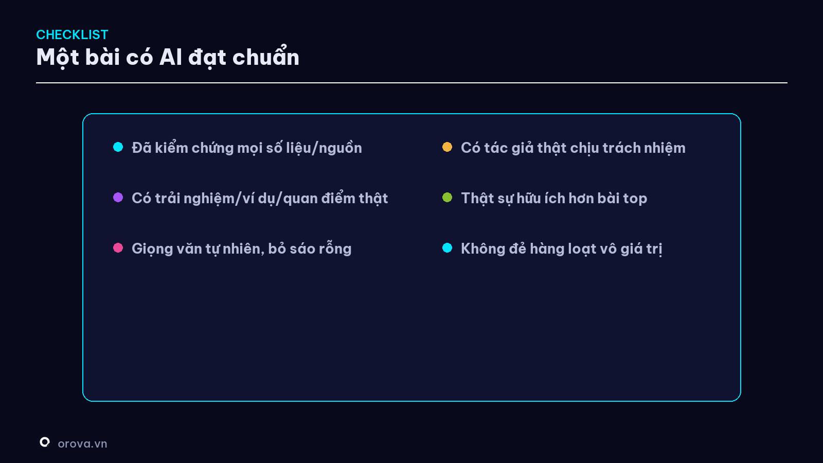 Checklist một bài có AI đạt chuẩn