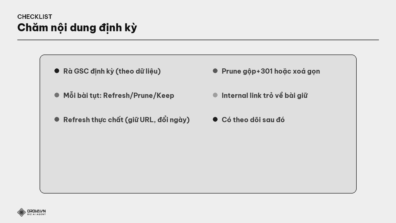 Checklist chăm nội dung định kỳ